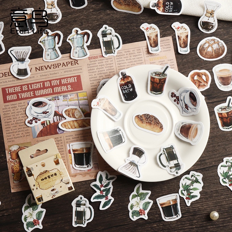46 Pcs Vintage Coffee Theme Stickers For Decoration Planner Phone Case ...