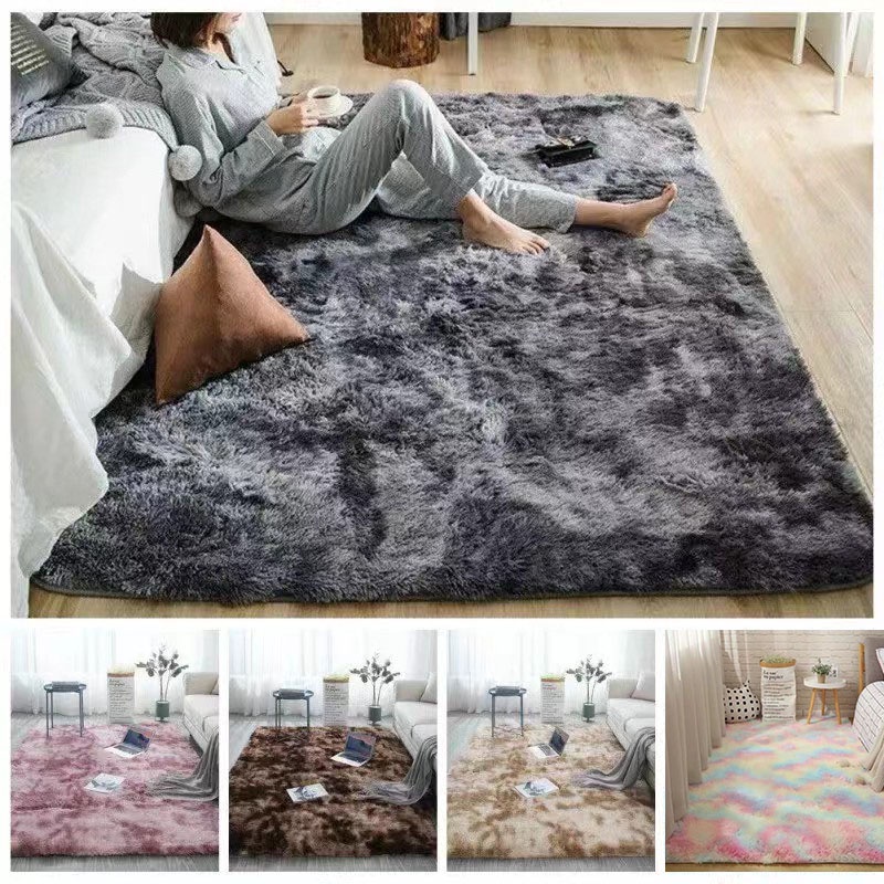 Gradient Color Carpet Living Room Bedside Washable Mat Soft Fluffy