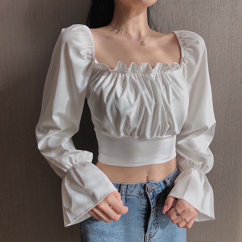 Long sleeve puff sleeve top hot sale