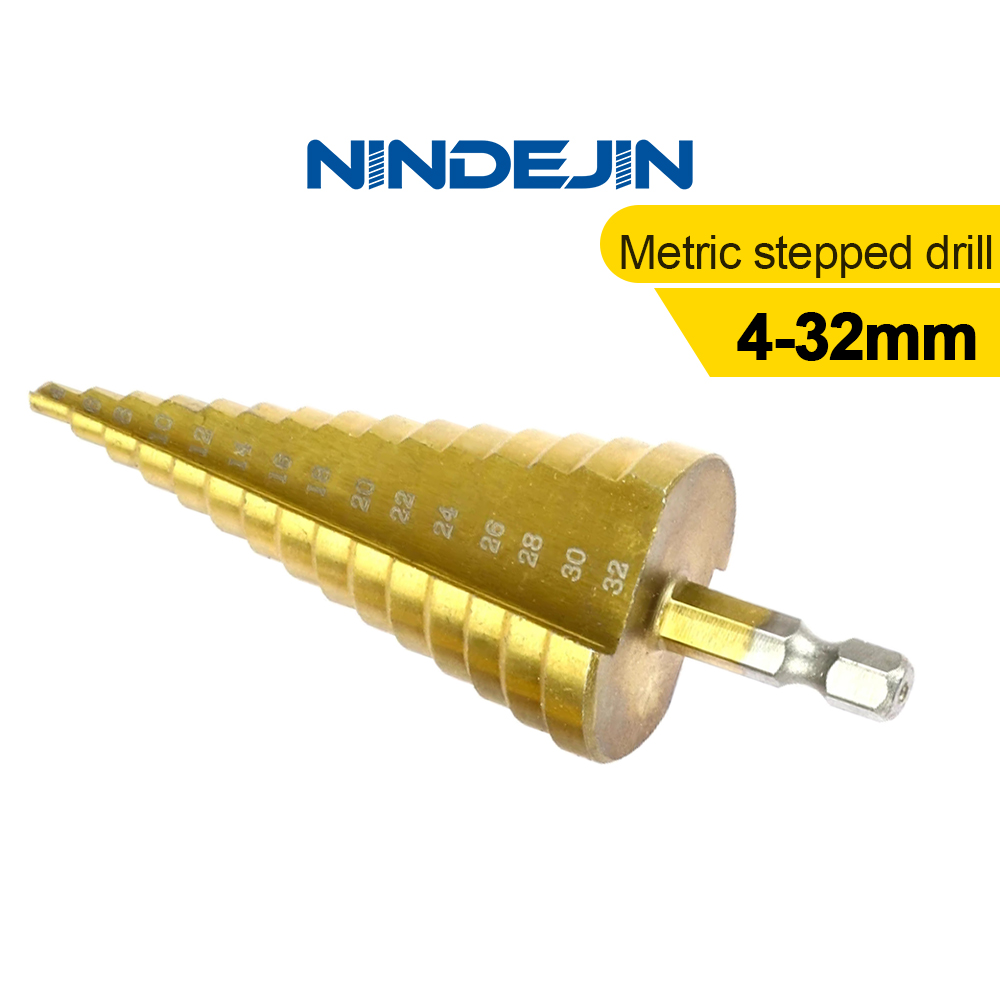 NINDEJIN 1Pcs Metric Step Drill Bit Set 432Mm Hss Hex Shank Titanium