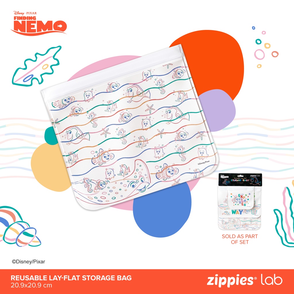 Zippies Lab Disney Pixar Finding Nemo Reusable Layflat Storage Bags ...