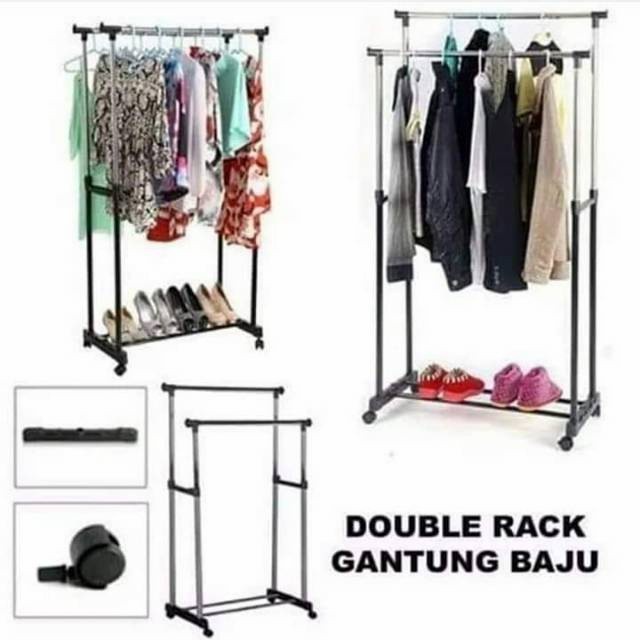 Double Rod Rack Double Pole Stand Hanger 2 Layers | Shopee Philippines