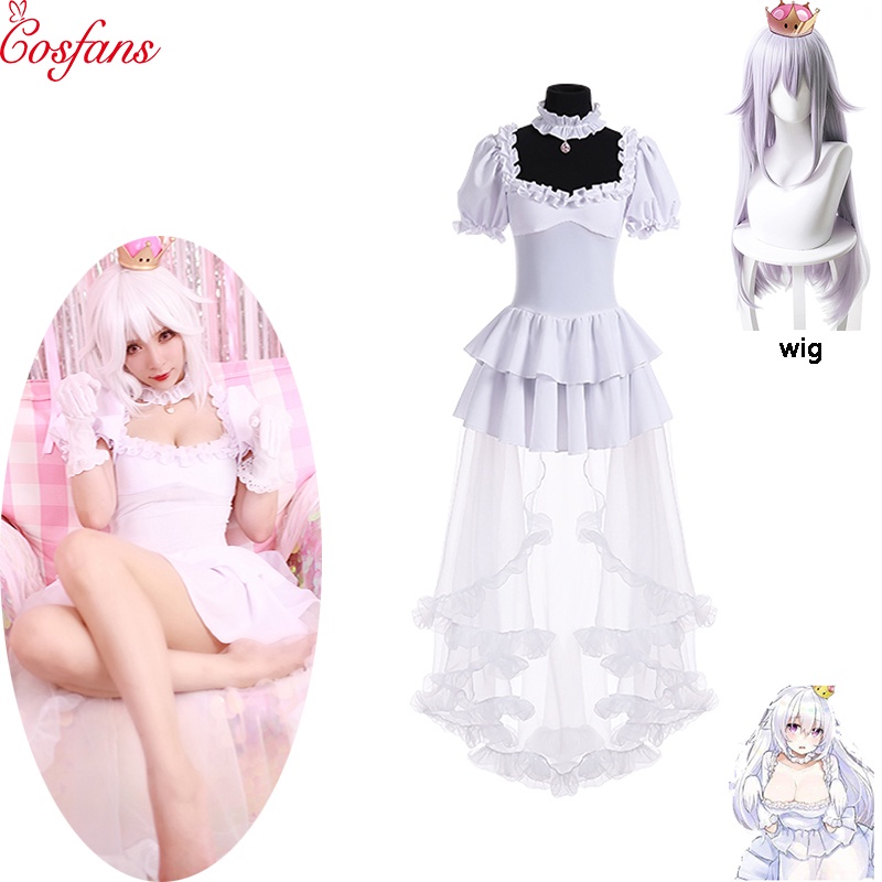 Boosette Cosplay Costume Bowsette Cosplay Princess Koopa White Costume ...