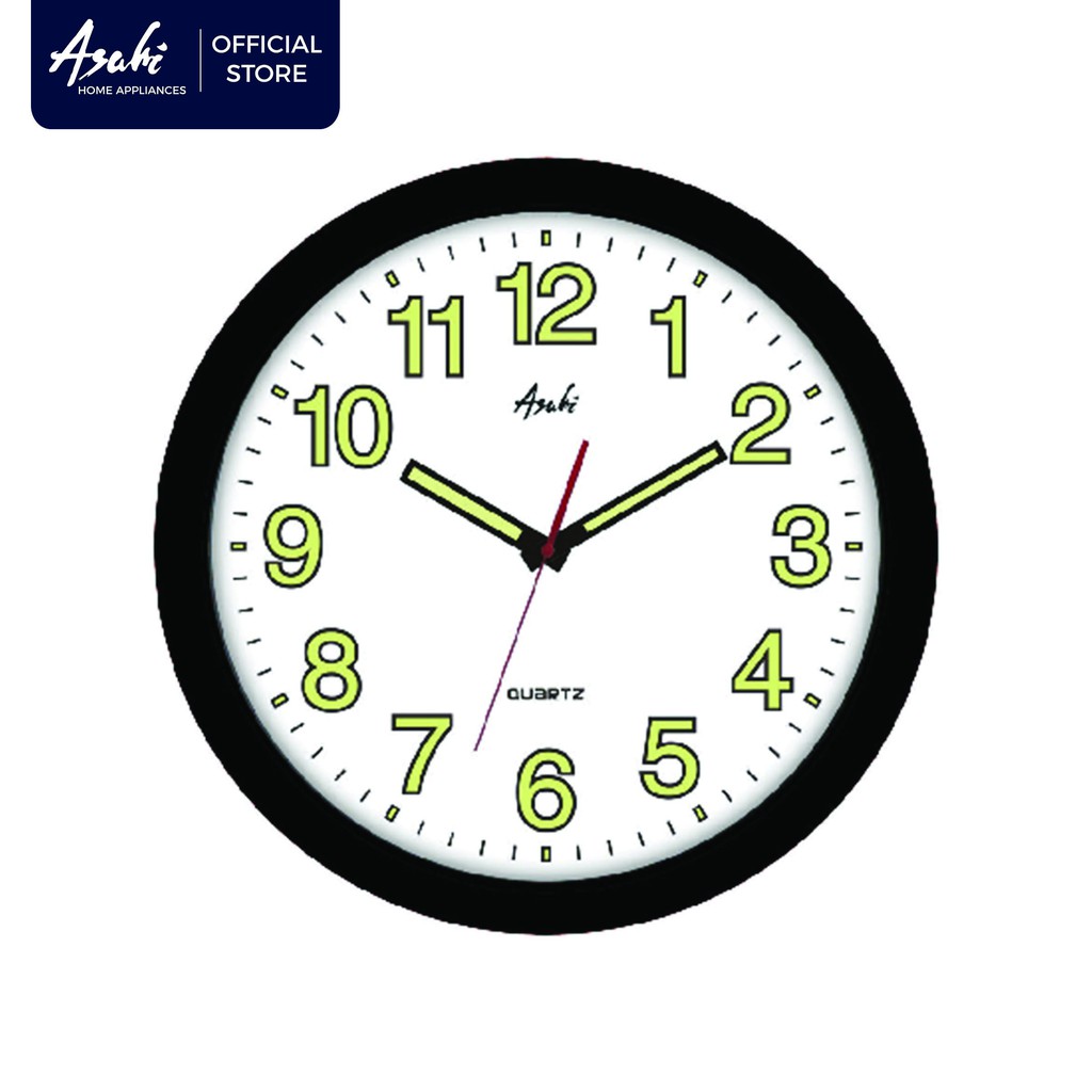 Asahi HC 2614 Glow in the Dark Round Wall Clock 14 inches Shopee