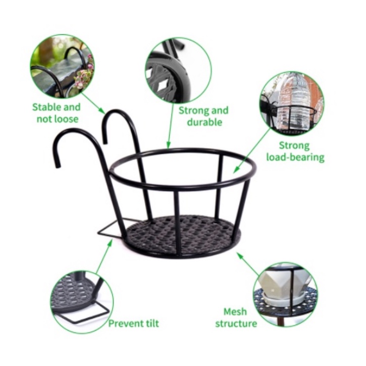1PC Latest Flower Pot Holder Railing Fence Pot Rack Versatile Balcony ...