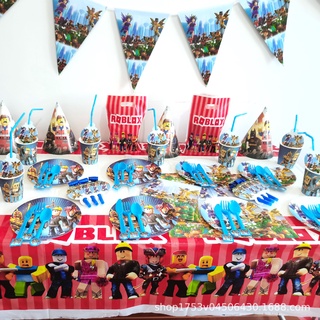 60pcs/set Roblox Virtual World Theme Festa de Aniversário Decoração Banner  Balão Bolo Toppers_aw