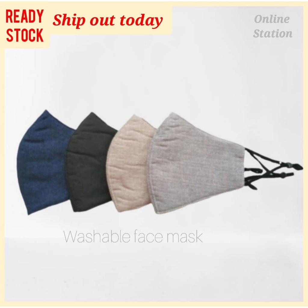 Cotton Washable Assorted Three Layers Face Mask / Topeng Muka | Shopee ...