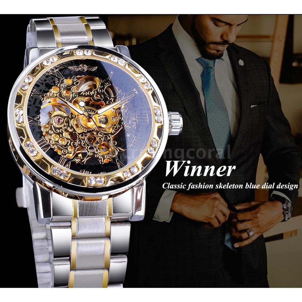 2022 WINNER Men Automatic Watch Fashion Diamond Display Luminous Hands ...