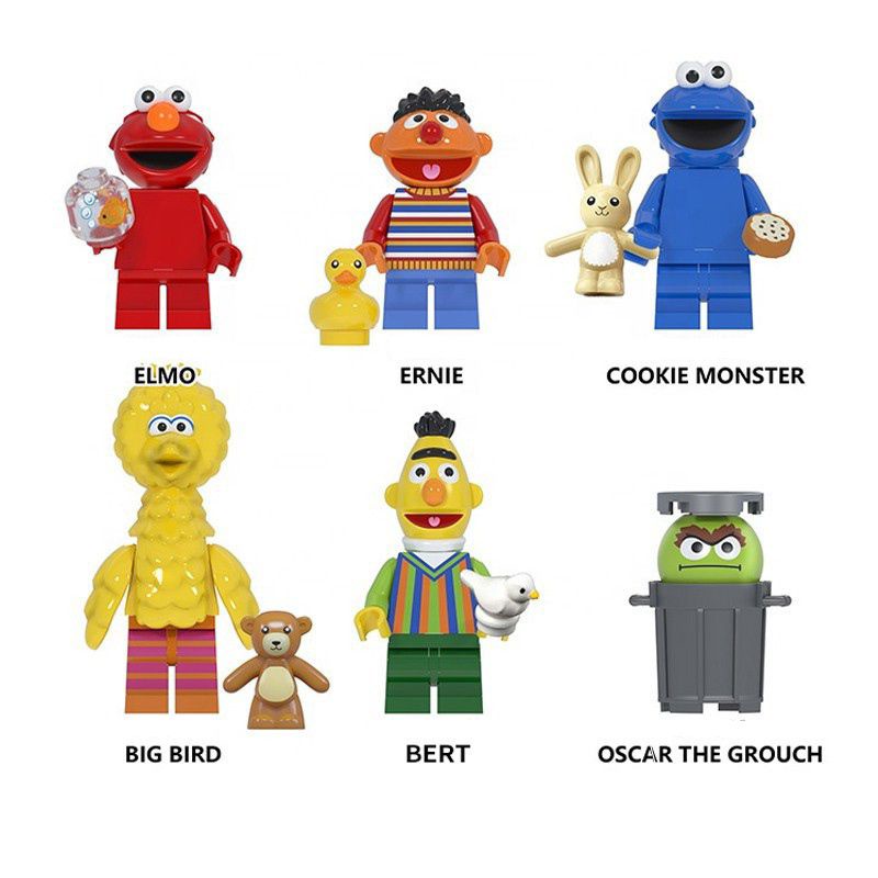 WM LEGO SESAME STREET MINIFIGURES ELMO, COOKIE MONSTER, BIG BIRD, ERNIE ...