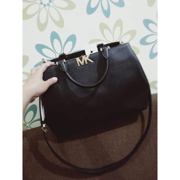 MK Florence Black Leather Satchel Handbag Two way Shopee Philippines