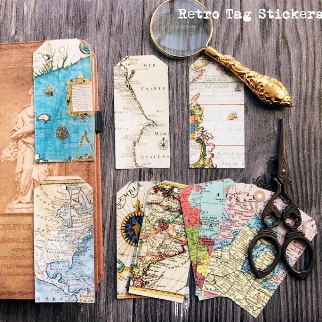 Sticker pack: vintage bookmark tag of 10 designs for decor craft ...