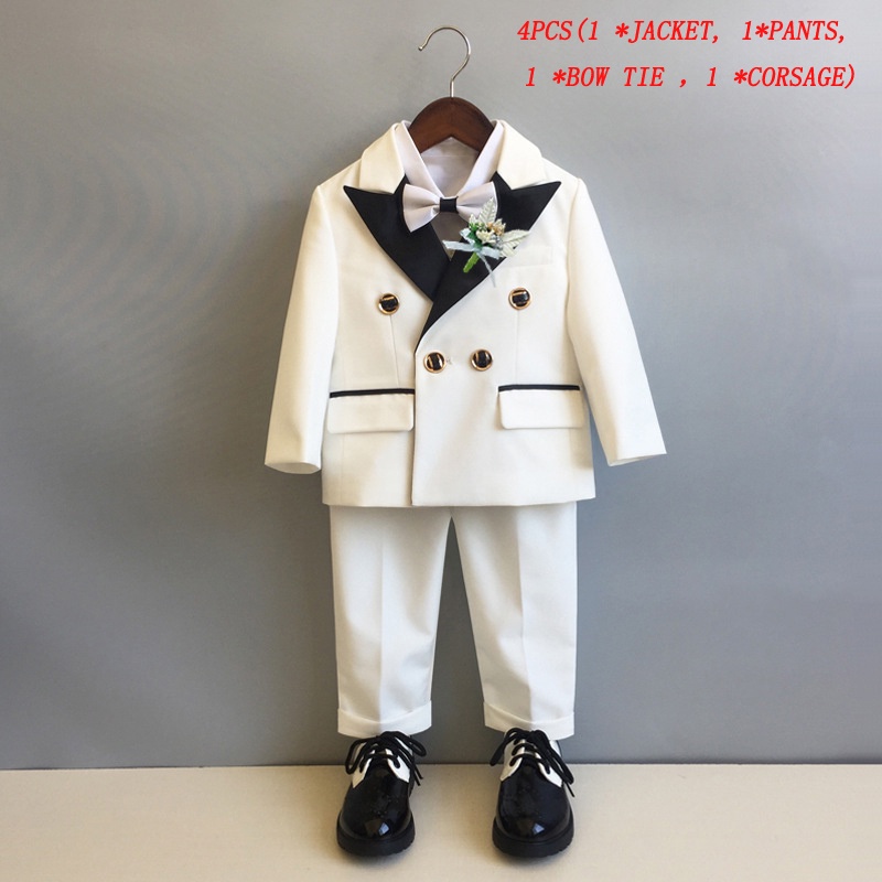 Children Formal Clothing Boys Solid Color Tuxedo Suits Blazer Pants
