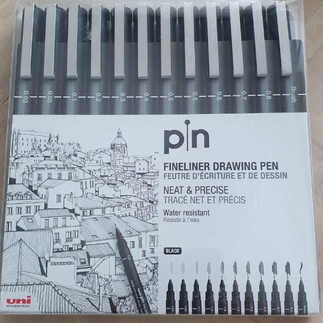 Uni Pin Fineliners, Black Set of 12