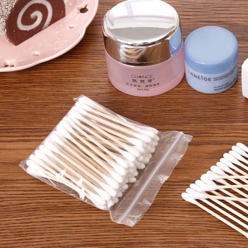 Zouyu Double Head Cotton Swab Makeup Cotton Buds Tip For Medical Wood