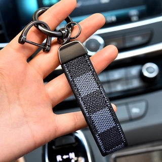 Leather Luxury Keychain With Square Pattern 