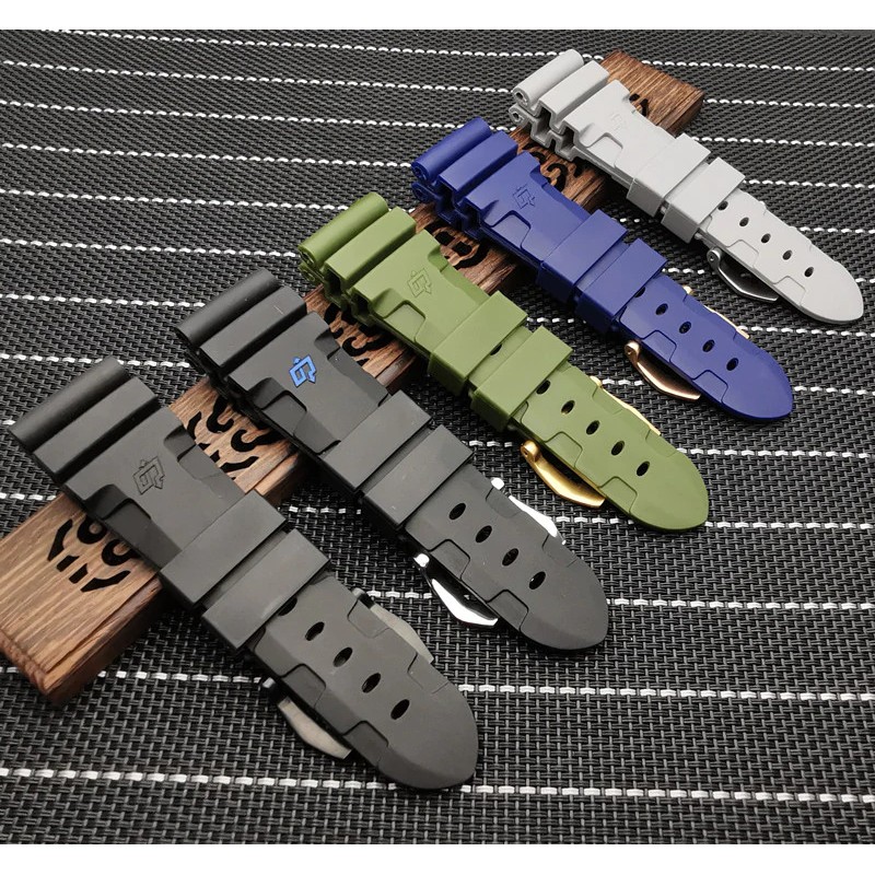 24mm 26mm Silicone Rubber watch band Replace For Panerai strap