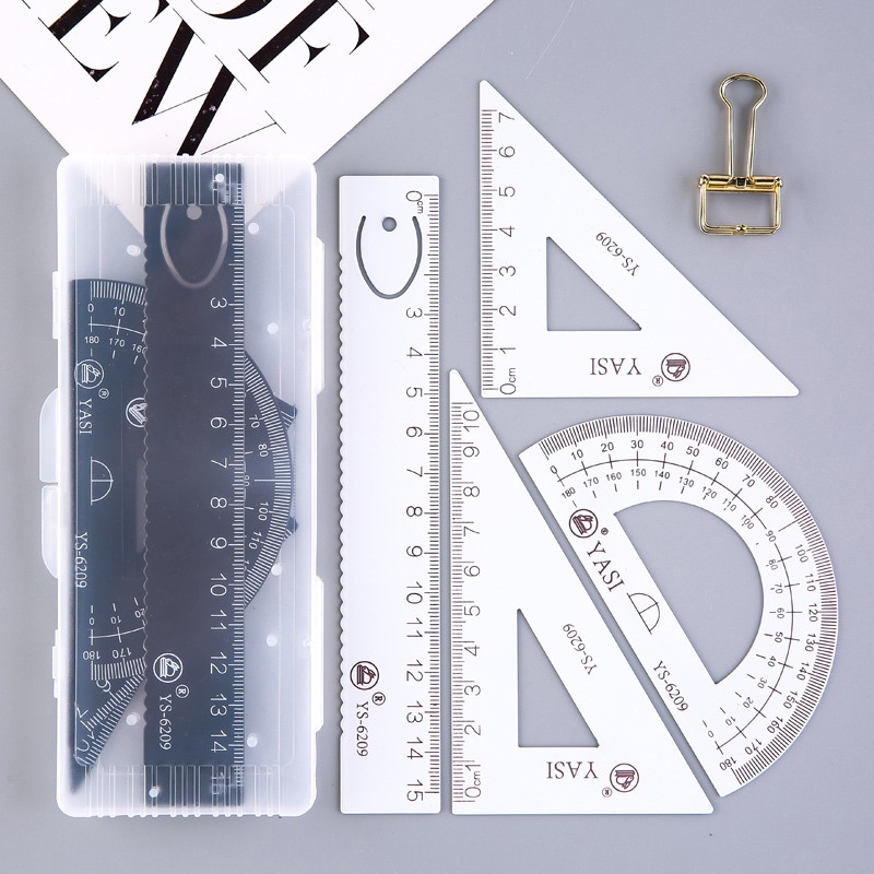 4 Pcs/Set Square Triangle Ruler Aluminum Alloy Protractor Set Drawing ...