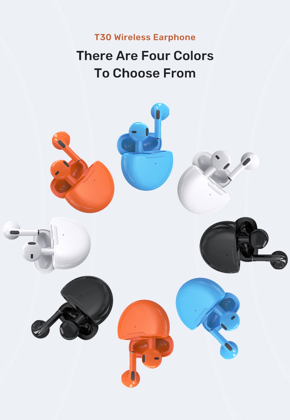 TOPK T30 TWS Bluetooth Earphones Stereo Wireless Bluetooth