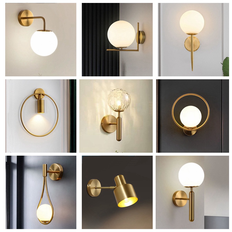 AIHO Nordic Bedside Lamp Indoor Gold Wall Light Decor Wall Lamp