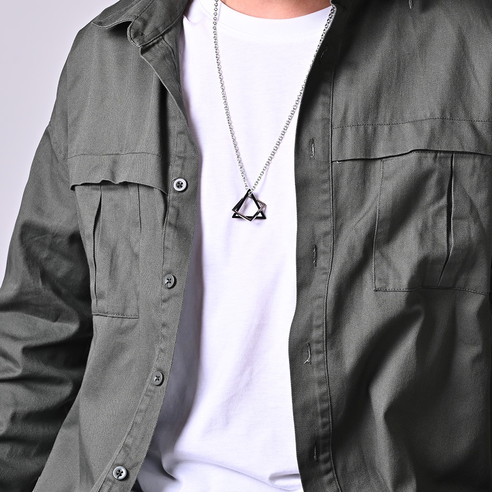 Geometry Interlocking Square Triangle Male Pendant for Men Stainless ...