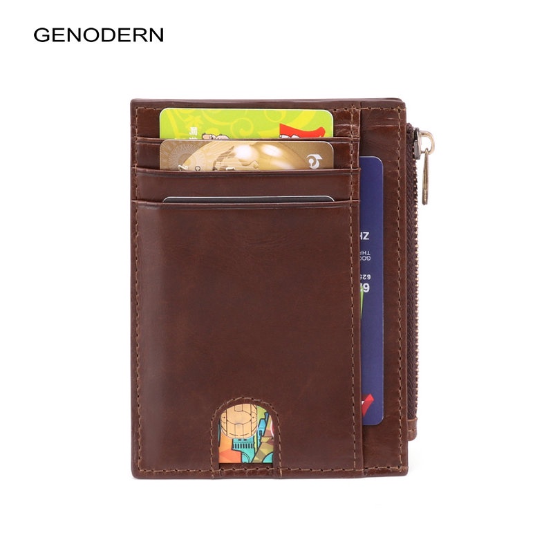 GENODERN RFID Genuine Leather Men's Card Holder with Coin Pocket