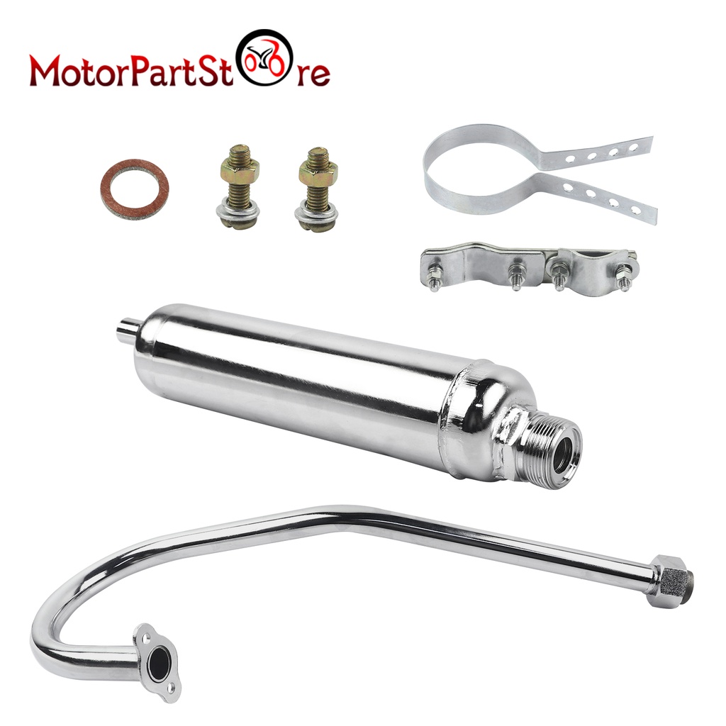 Extension Pipe Exhaust Muffler Chrome for 66cc 80cc 2Stroke Engine