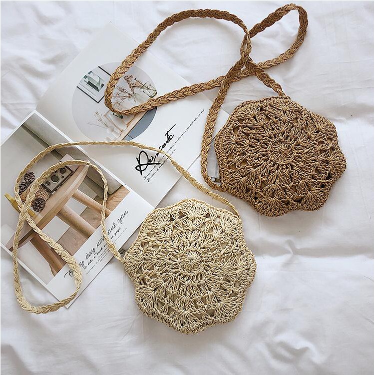 Women Casual Straw Woven Sling Bag Crochet Beach Shoulder Crossbody Bag