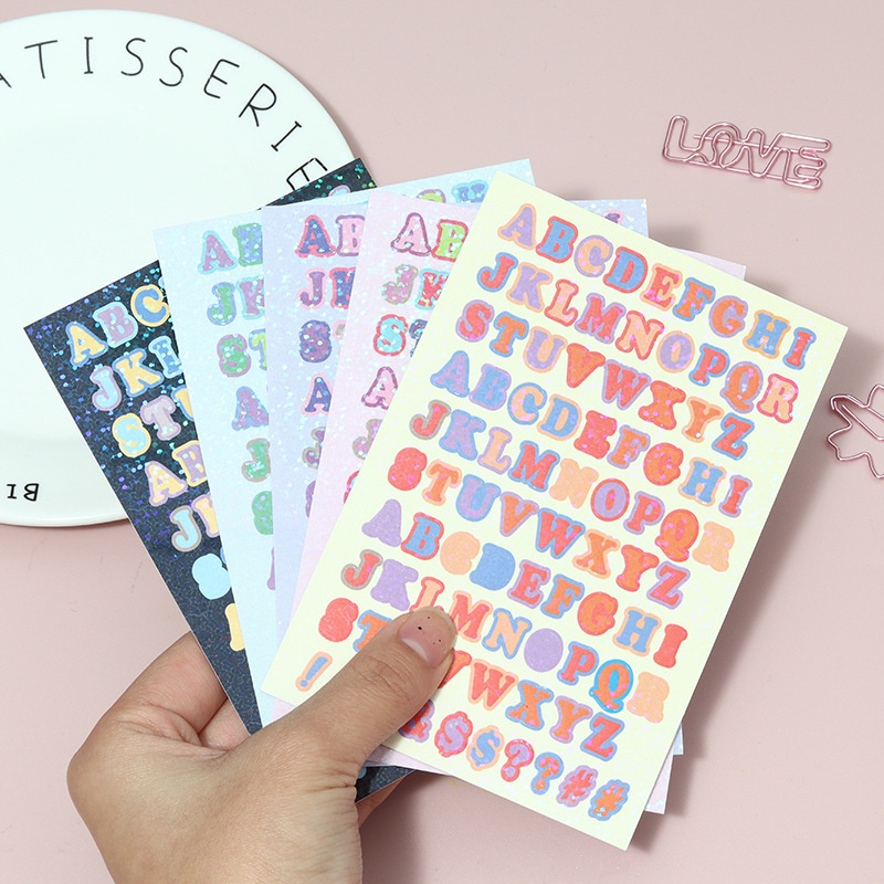 5PCS Letter Hand Account Flash Film Sticker Waterproof Diary Hand ...