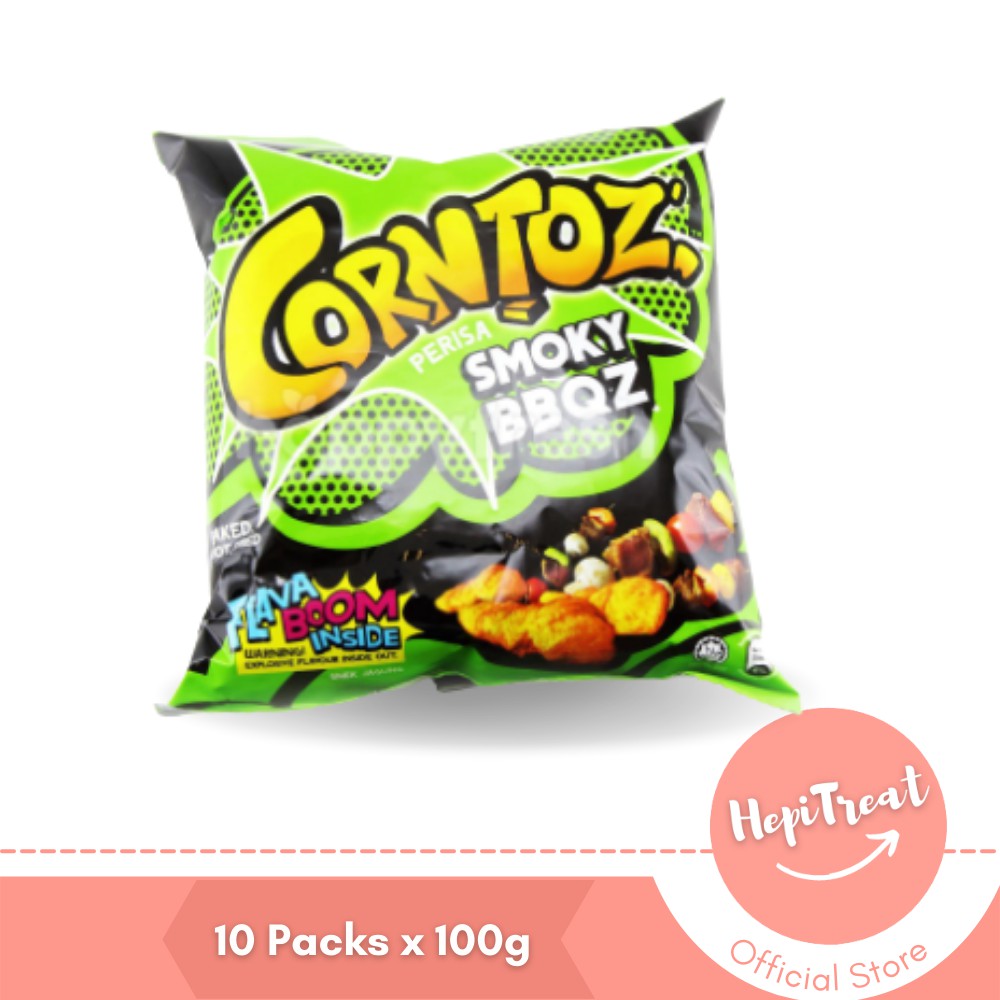 Corntoz Snack Chilli Cheez / Hot & Spicy / Smoky BBQ - 10 Packs x 100g ...