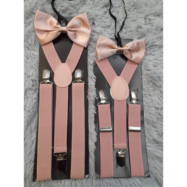 BLUSH PINK suspender w/bowtie