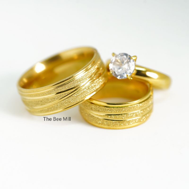 Couple ring Wedding ring Engagement ring Stainless Steel Gold Plated ...