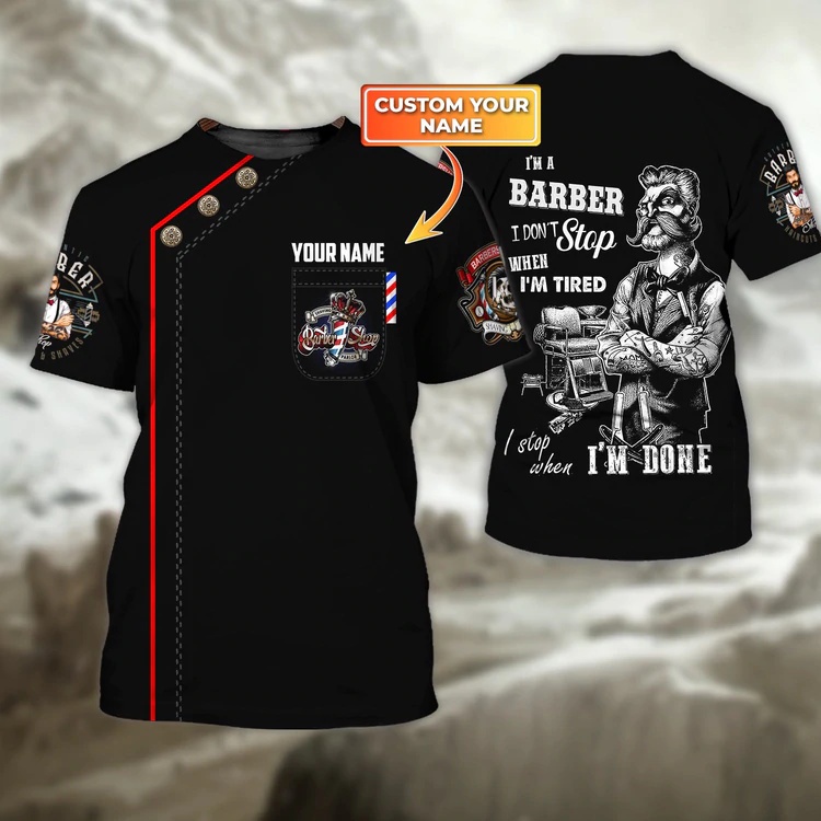 Summer Mens T Shirt Personalized Name Funny Barber 3d All Over Printed