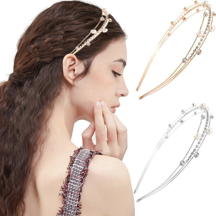 Alloy Headbands with Pearl Rhinestone CH0375