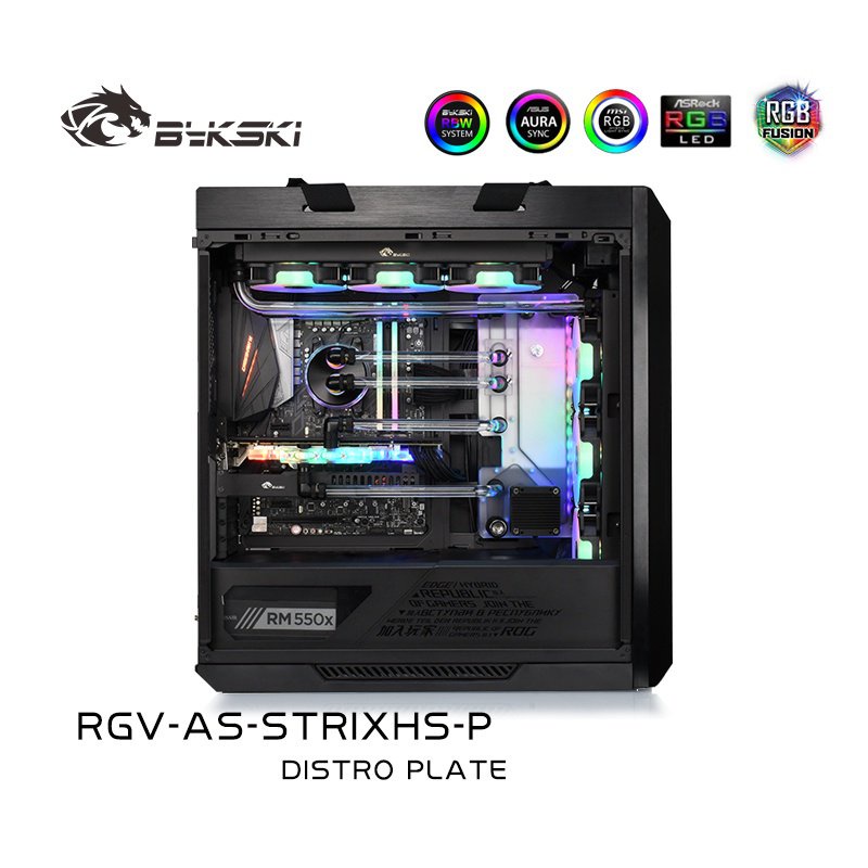 Bykski Rgv As Strixhs Distro Plate Asus Rog Strix Helios Pmma W V Addressable Rgb Rbw