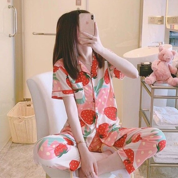 Strawberry Sleepwear Shortsleeve Pajama Set Poly Cotton