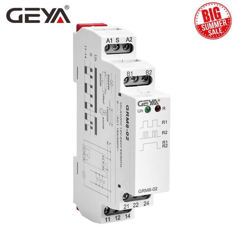 Free Shipping GEYA GRM8 Din Rail Electronic Latching Relay Memory Relay ...