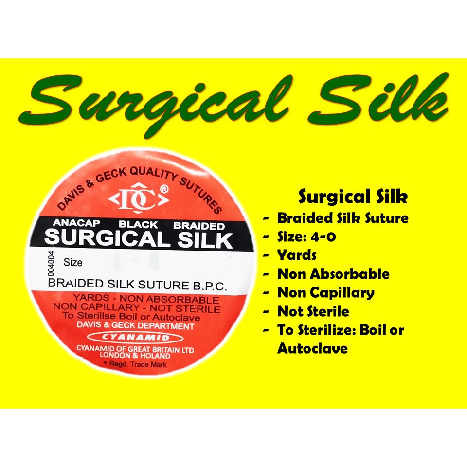 Surgical Silk Braided Silk Suture/Yard/Non-Absorbable/Not Sterile ...