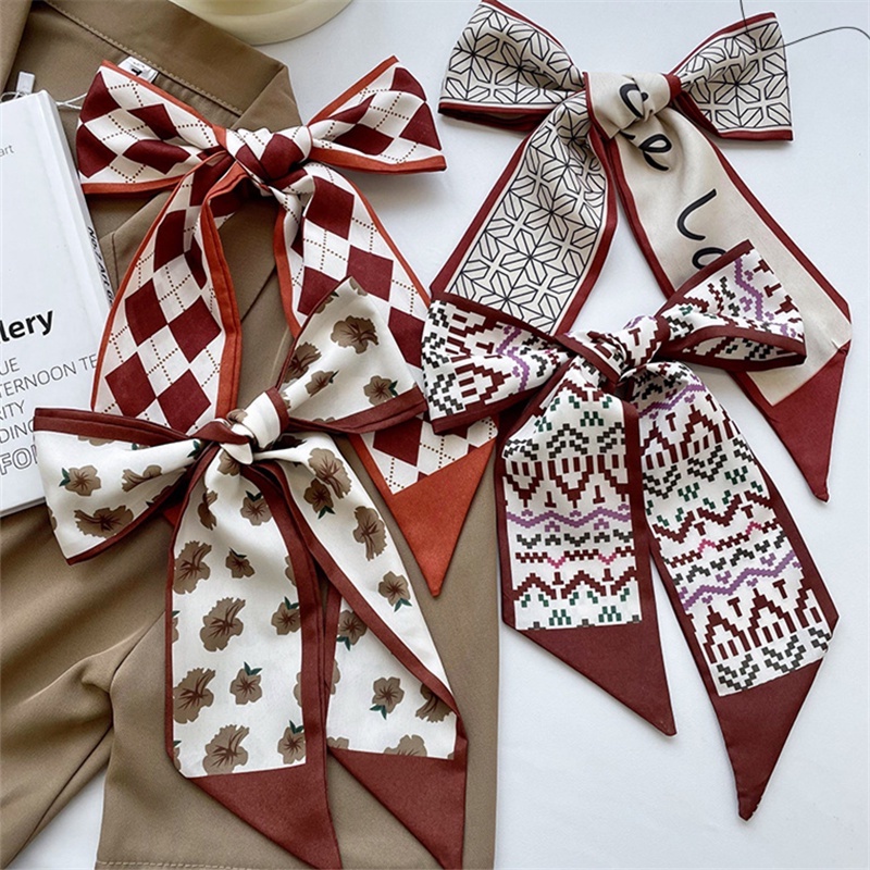 Korean Satin Scarf Hair Band Bag Scarf Silk Scarf Neckties, Bow Ties  Cravats Bag Handle Decoration Fashion Accessories