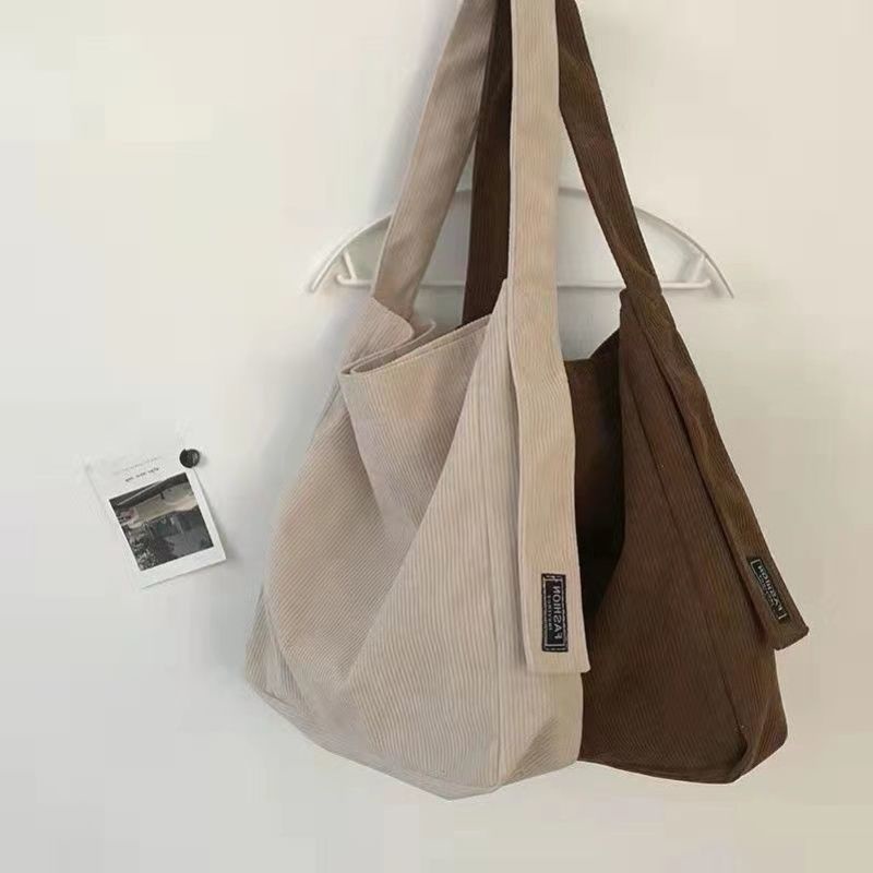 Large Capacity Tote Bag Women's New Fashion Corduroy Bucket Bag Student ...