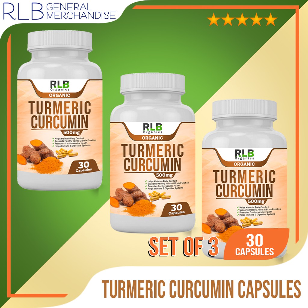 Set of 3 Turmeric Curcumin 30 Capsules Immunity Booster Prevent Alzheimer Cancer Joint Support