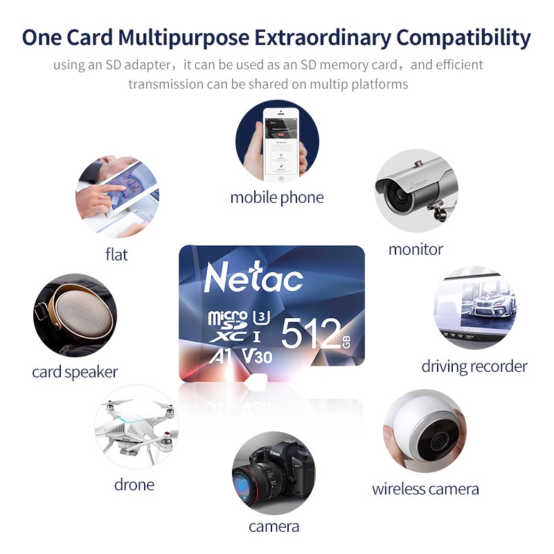 Netac Micro SD Card 32gb 64gb128gb 256gb 512gb Flash Memory Card for 4K ...