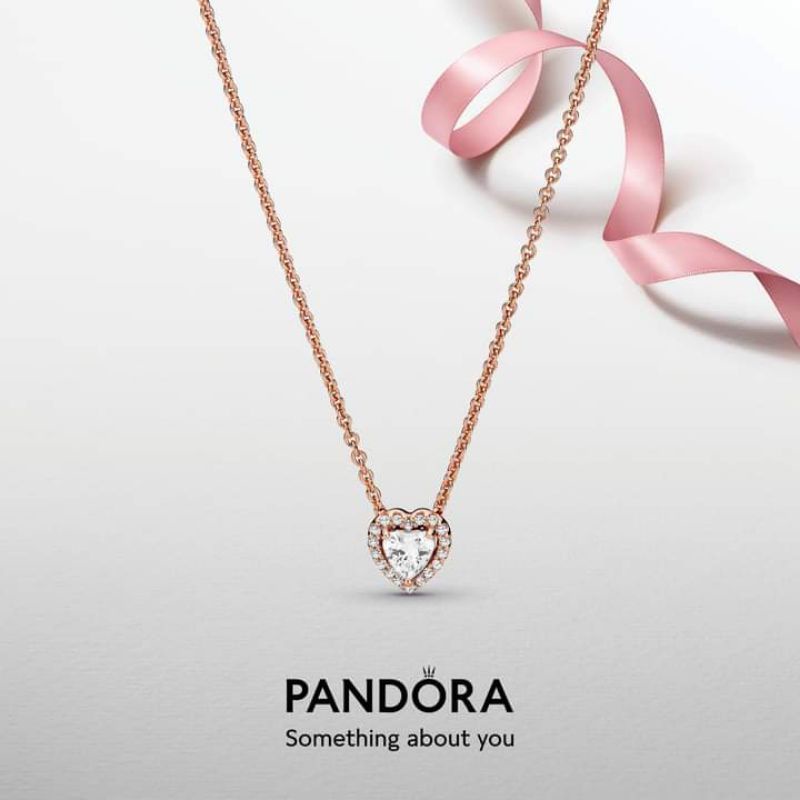 Pandora necklace rose on sale gold heart