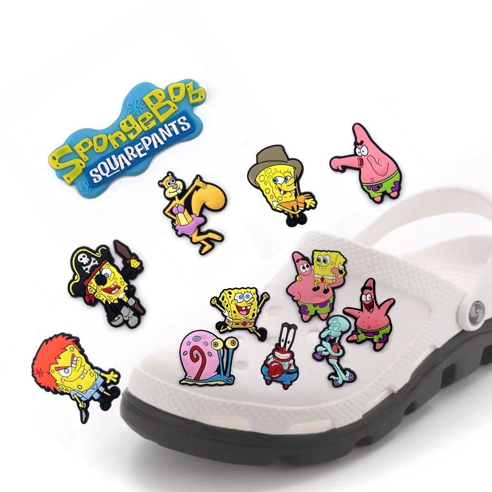 Cartoon Anime Cute Yellow SpongeBob Croc Shoe Charms Decoration Sandals ...