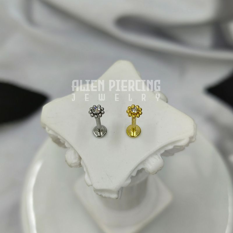 Sun Crystal Labret | 316L Surgical Stainless Lobe Helix Conch Flat ...