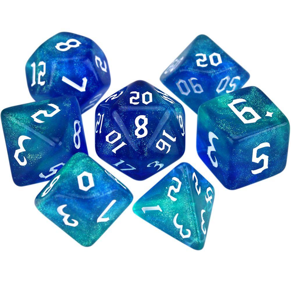 PATRICIA 7 Pcs/set Carved Pattern Dice Set Durable 7Die Iridescent