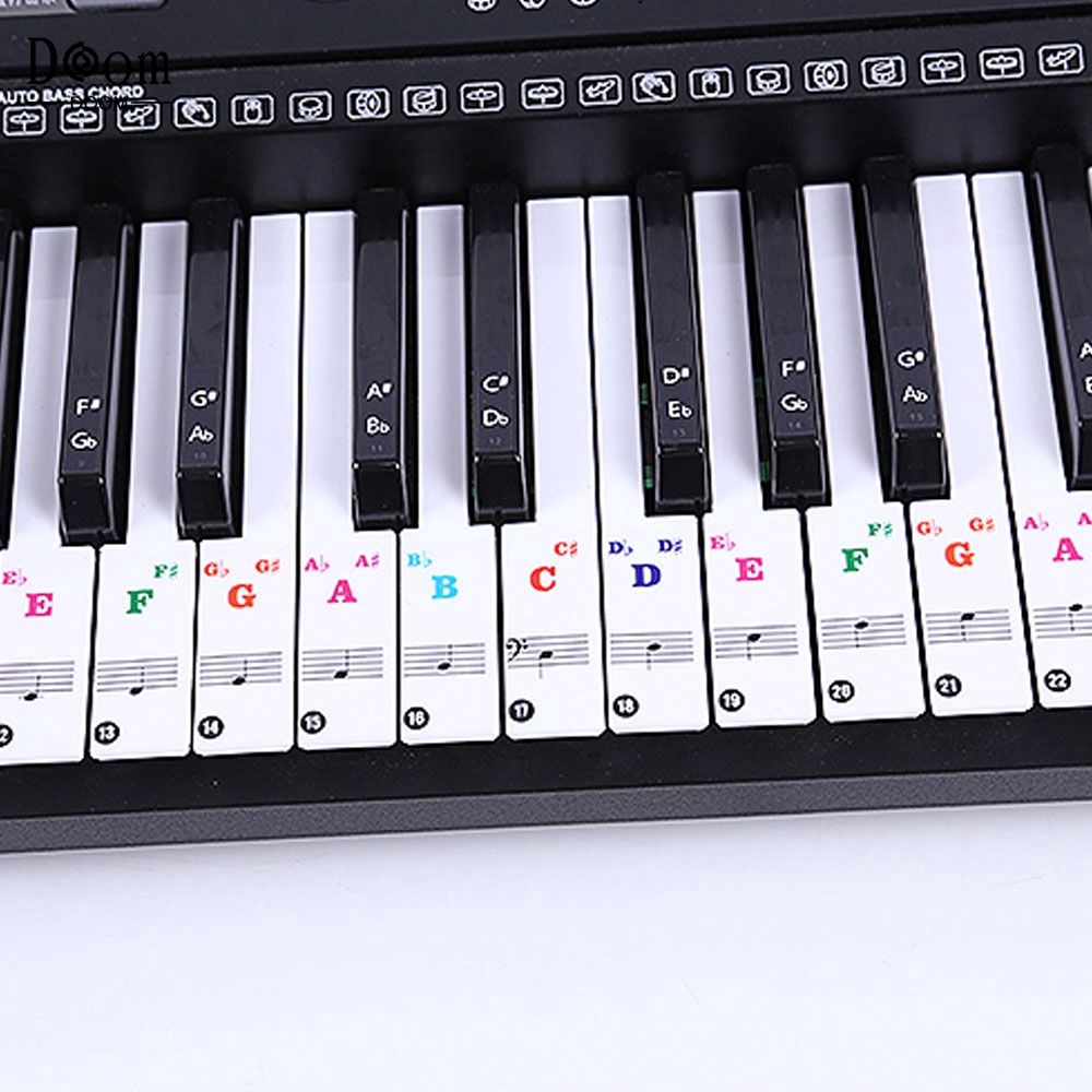 Piano Key Labels For 88-Key Keyboards – Removable Silicone Note Guide, Multi-Color Large Letters For Beginners & Kids