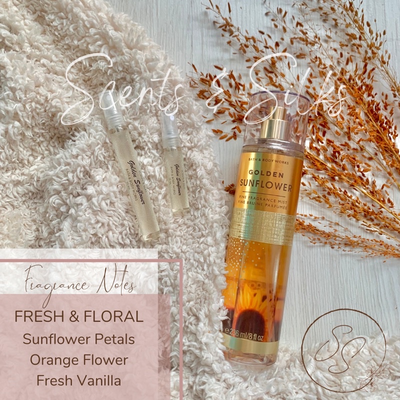 Original Bath and Body Works 5ML 10ML Glass Refill GOLDEN SUNFLOWER