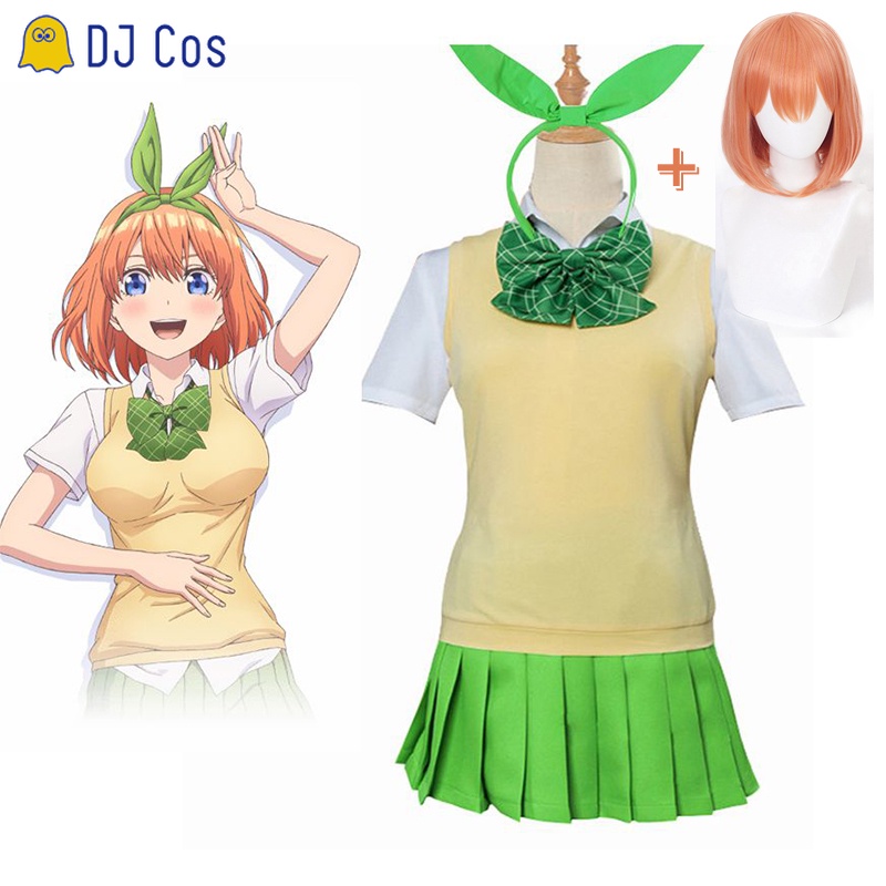 Anime The Quintessential Quintuplets Cosplay Costume Yotsuba Nakano Headwear Shirt Skirt Short 5830