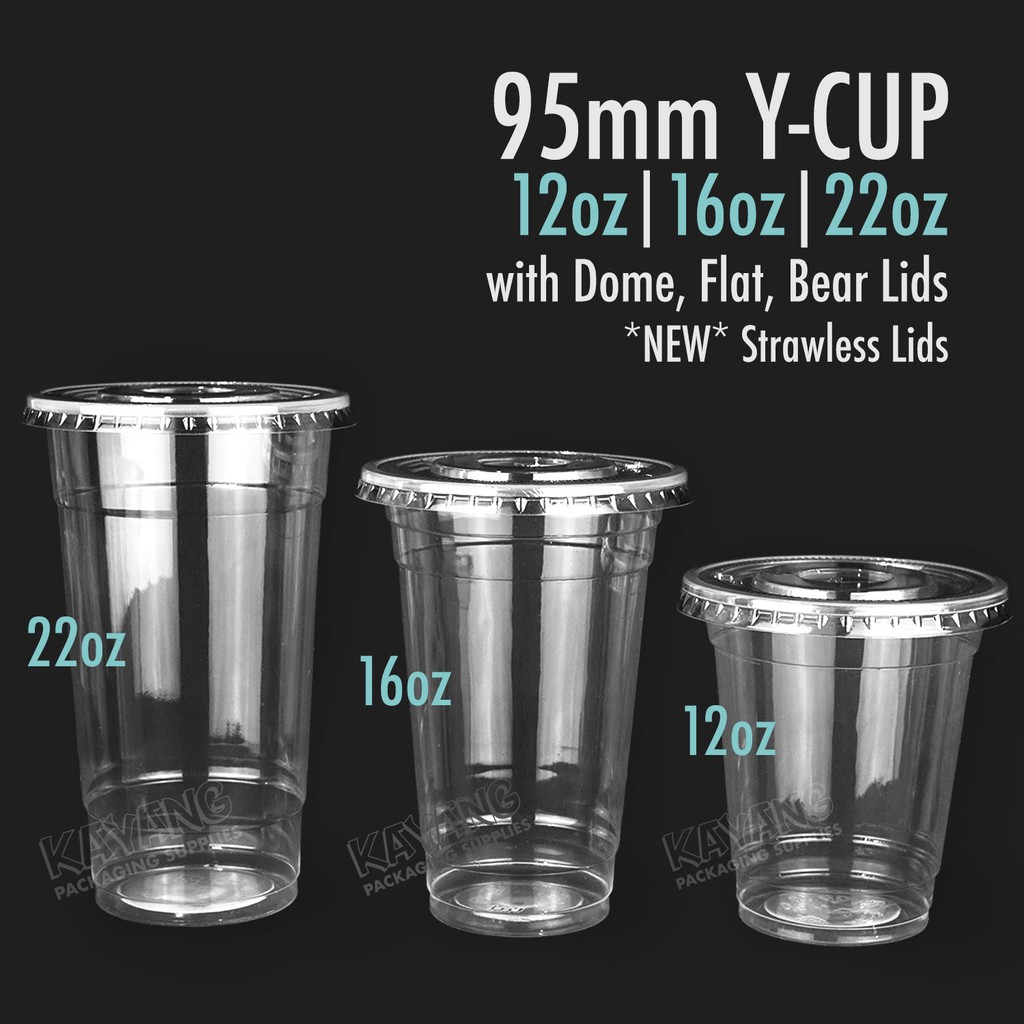 Plastic Y Cup With Lids Set 12oz 16oz 22oz 95mm For Milktea