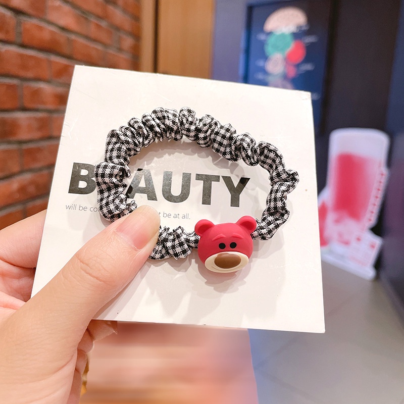 Korean New Style Purple Pink Hair Ring Girl Autumn Cartoon Cute Bear ...